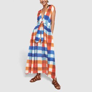 Mara Hoffman Katinka Gingham Dress Long Maxi Plaid